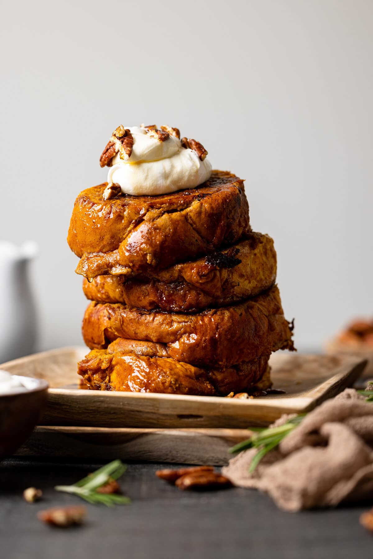 Stack of Pumpkin French Toast on two plates