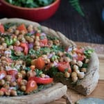 Buckwheat Veggie Pizza with Chickpea + Kale Pesto Sauce