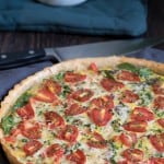 Onion, Spinach, Tomato, + Parmesan Quiche