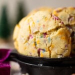 Closeup of Soft Oversized Crinkled Sprinkle Sugar Cookies.