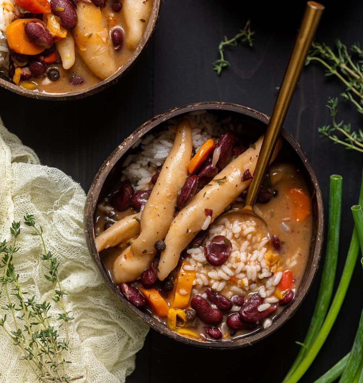 Bowls of Vegan Jamaican Stew Peas