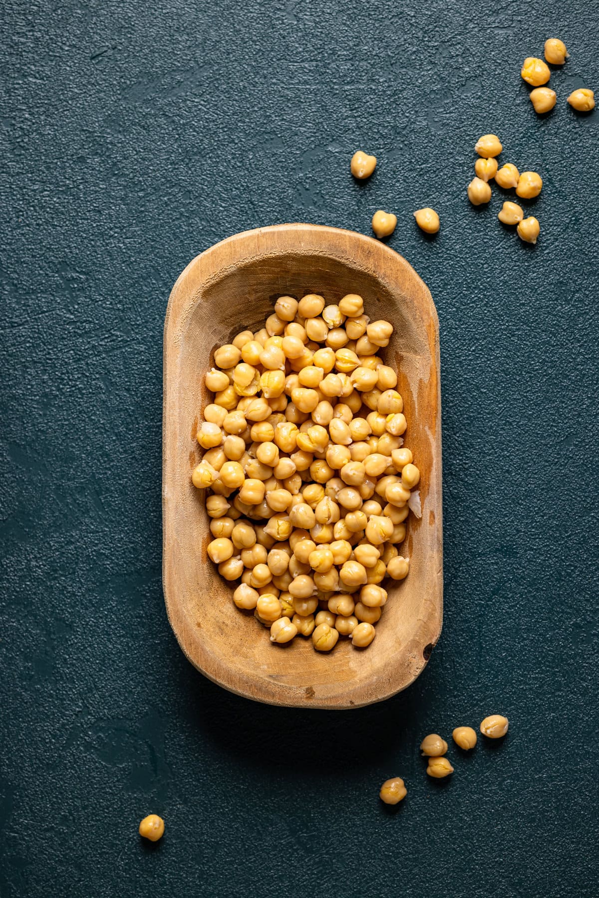 Wooden bowl of chickpeas