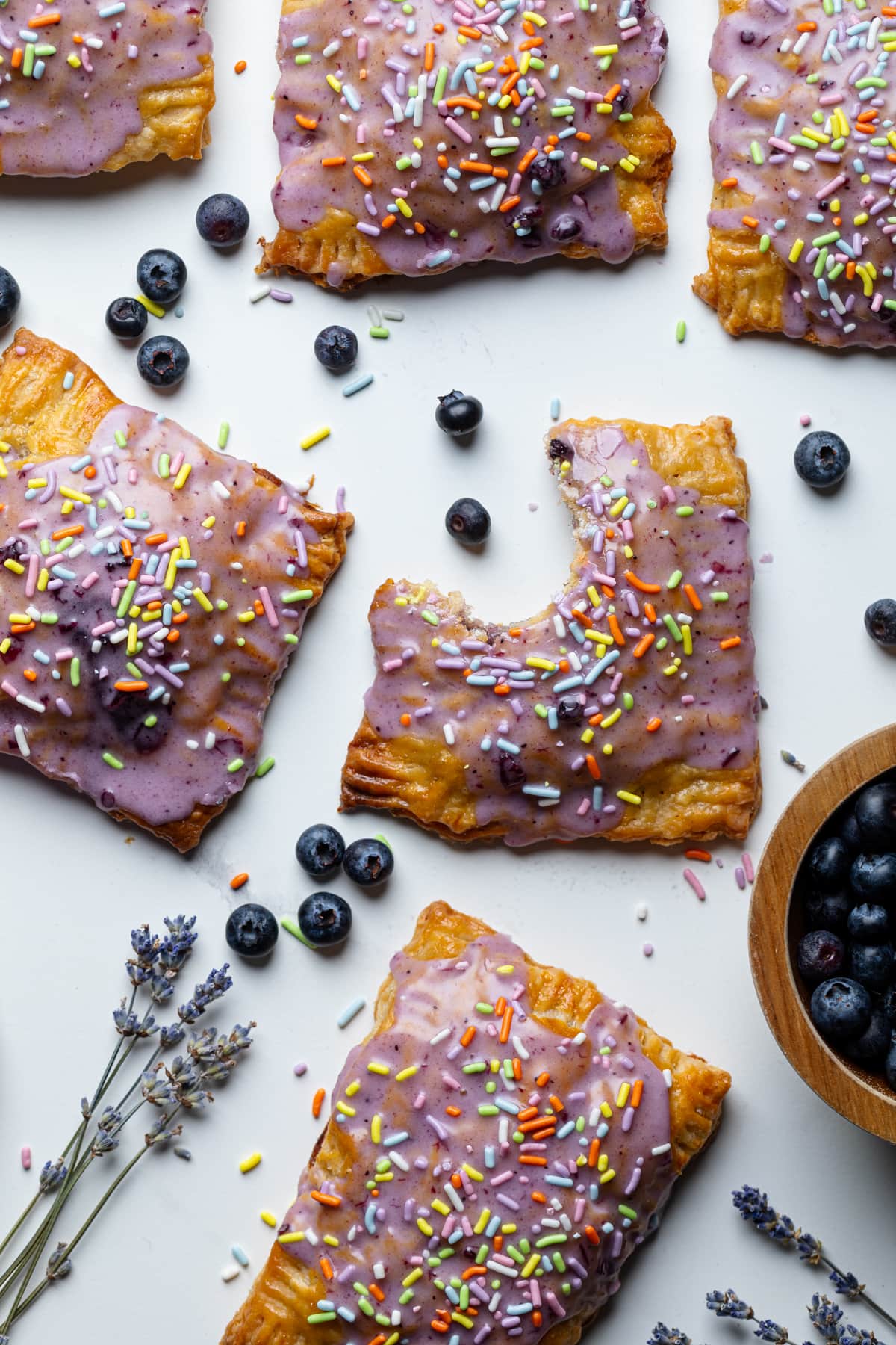 Homemade Blueberry Vegan Pop Tart missing a bite.