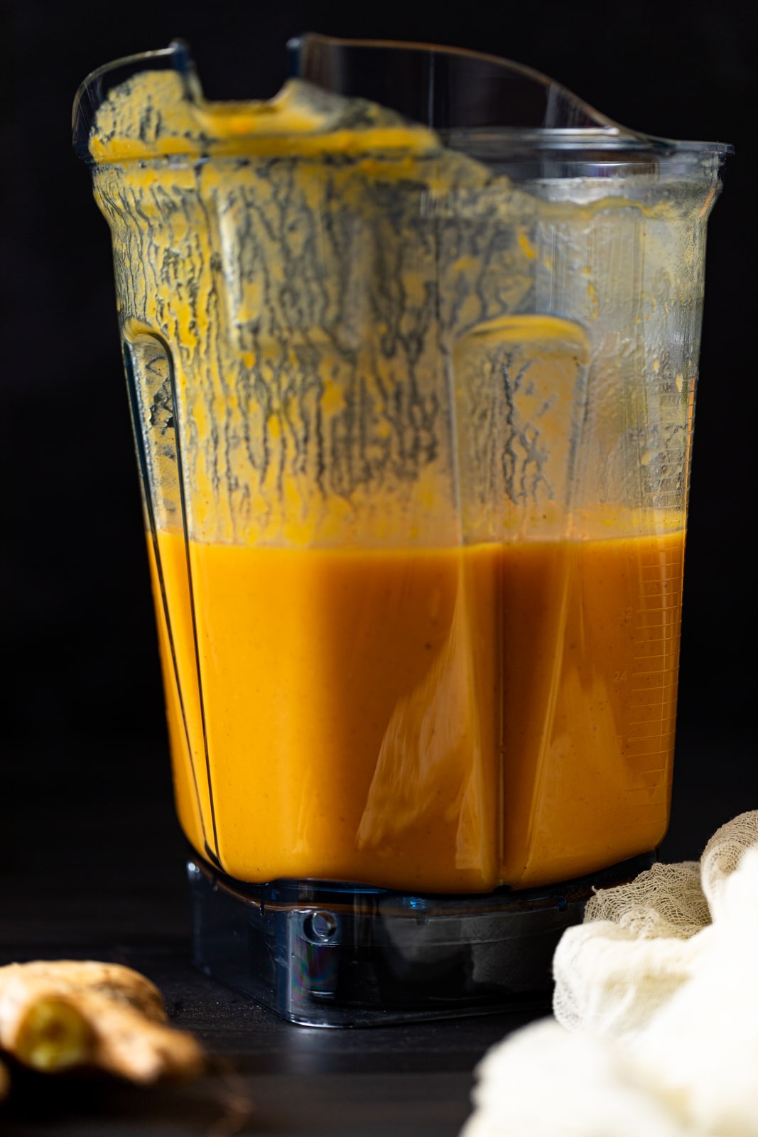 Vegan Jamaican Carrot Juice in a blender