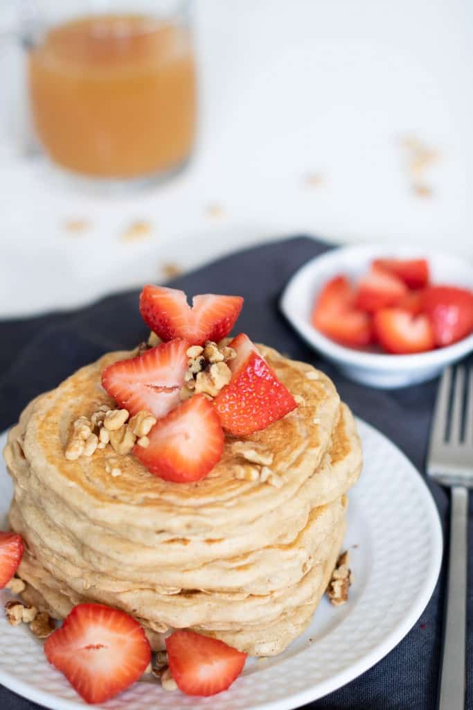 Fluffy Vegan Oatmeal Whole Wheat Pancakes