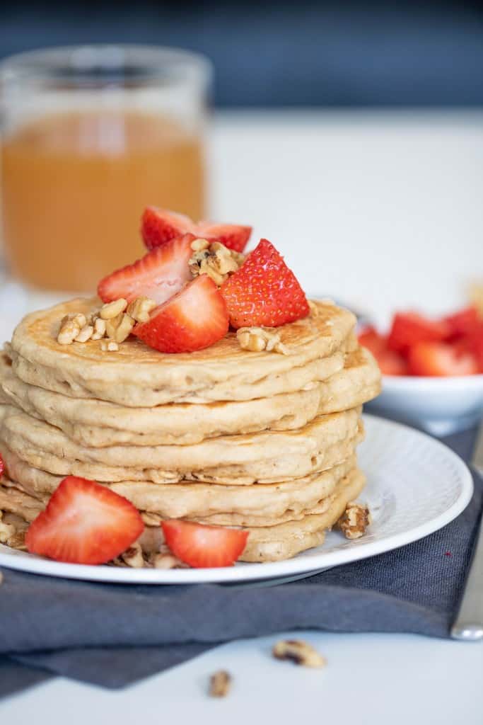 Fluffy Vegan Oatmeal Whole Wheat Pancakes