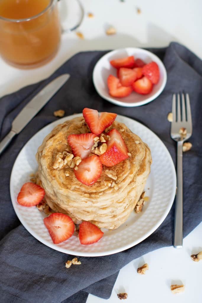 Fluffy Vegan Oatmeal Whole Wheat Pancakes