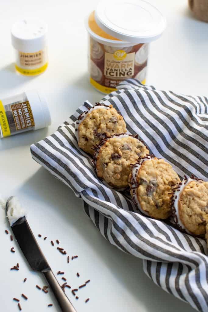 Soft + Chewy Chocolate Chip Oatmeal Cookie Sandwiches