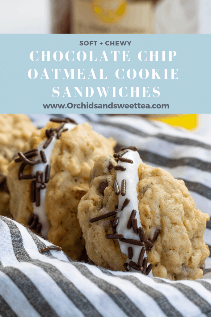 Soft + Chewy Chocolate Chip Oatmeal Cookie Sandwiches