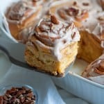 Vegan Sweet Potato Cinnamon Rolls + Maple Pecan Glaze
