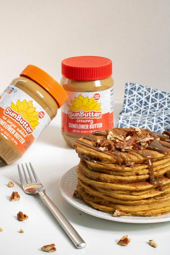 Sweet Potato SunButter Pancakes + Salted SunButter Caramel
