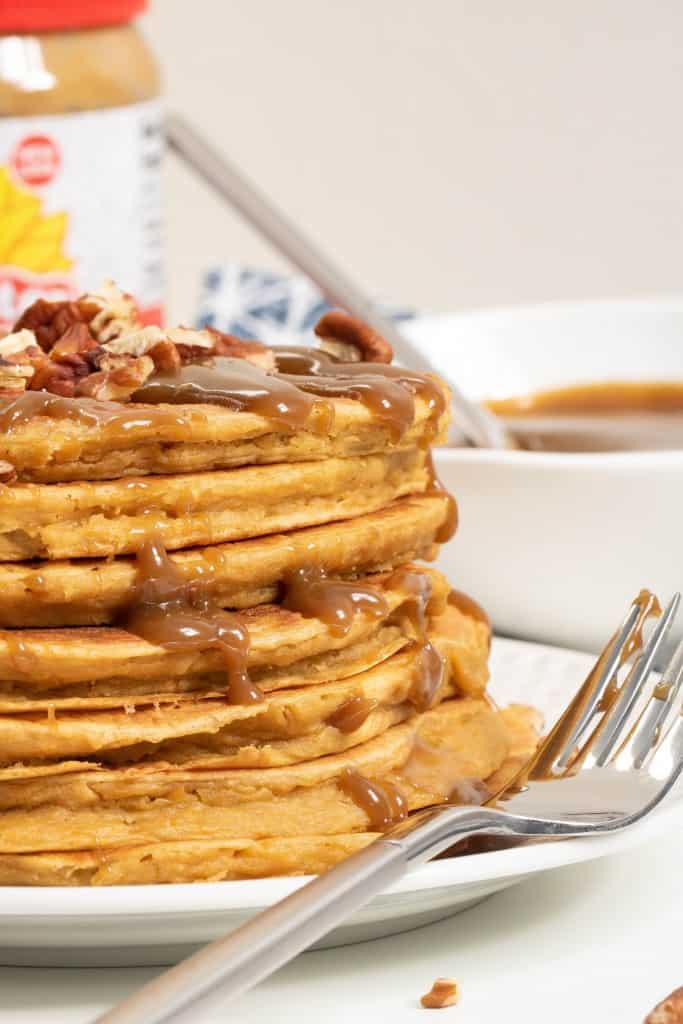 Sweet Potato SunButter Pancakes + Salted SunButter Caramel