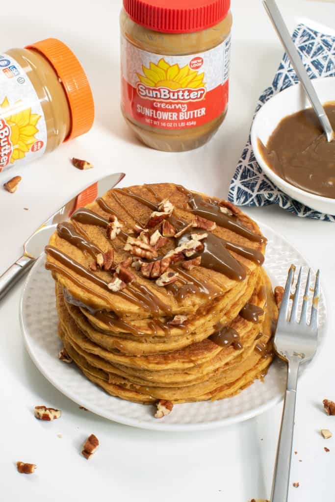 Sweet Potato SunButter Pancakes + Salted SunButter Caramel
