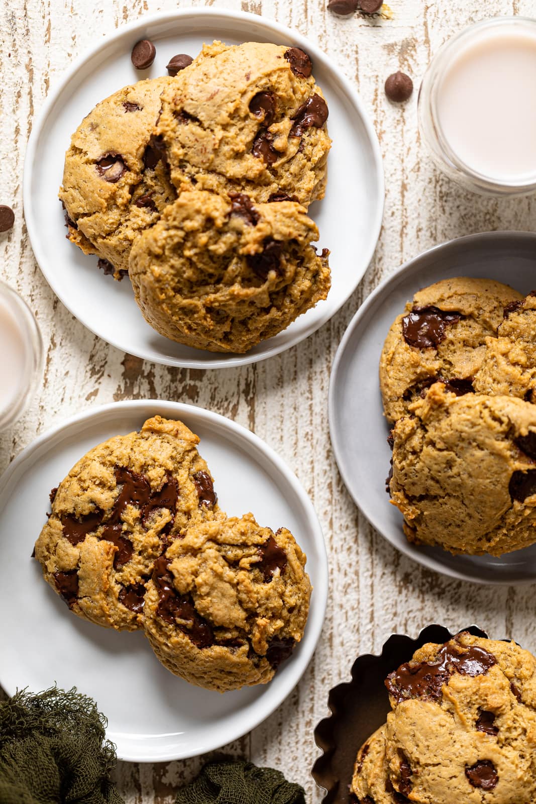 Vegan Chocolate Chip Cookies on small plates