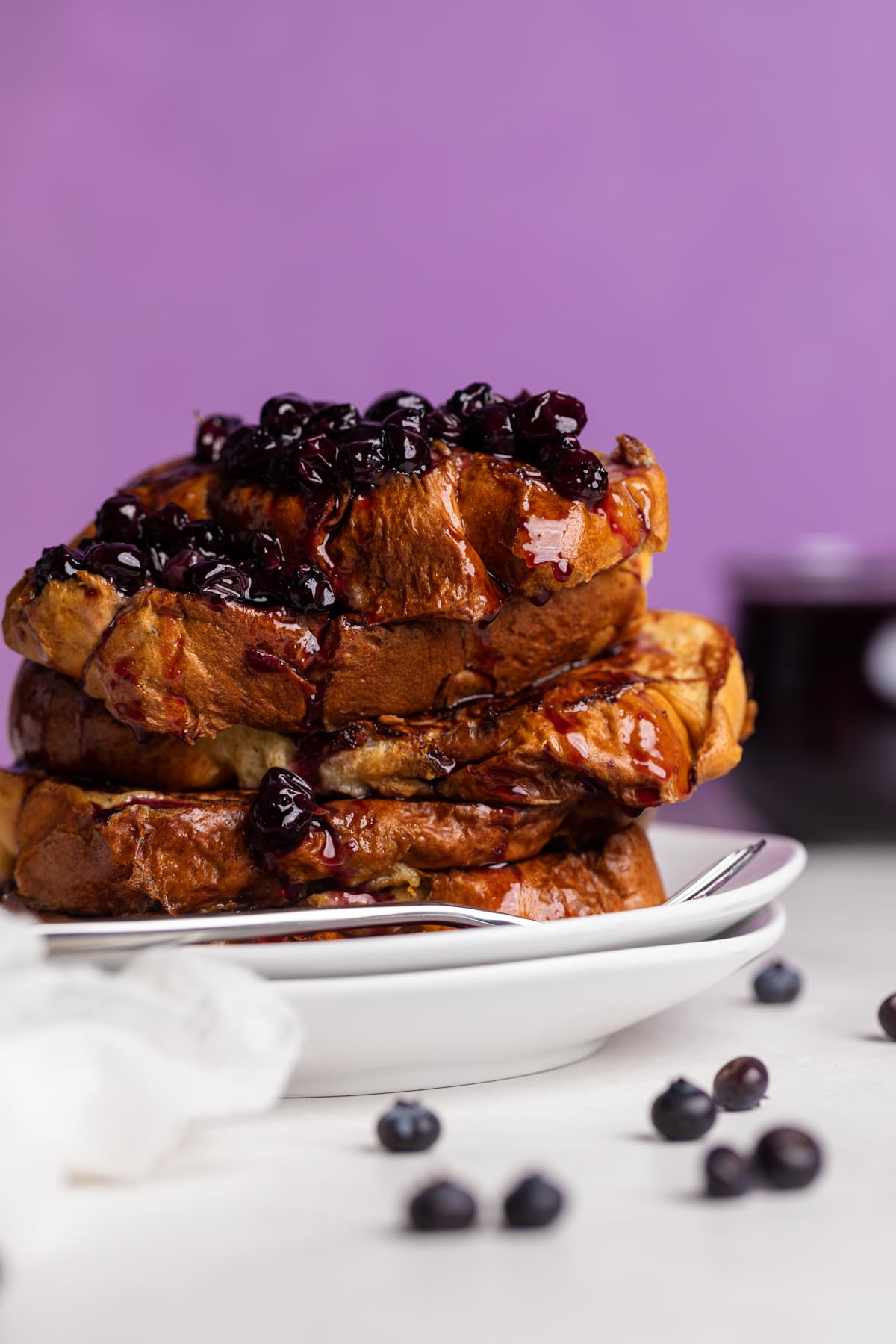 Dairy-Free Blueberry French Toast with blueberries.