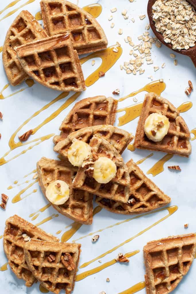 Flourless Vegan Banana Oats Waffles