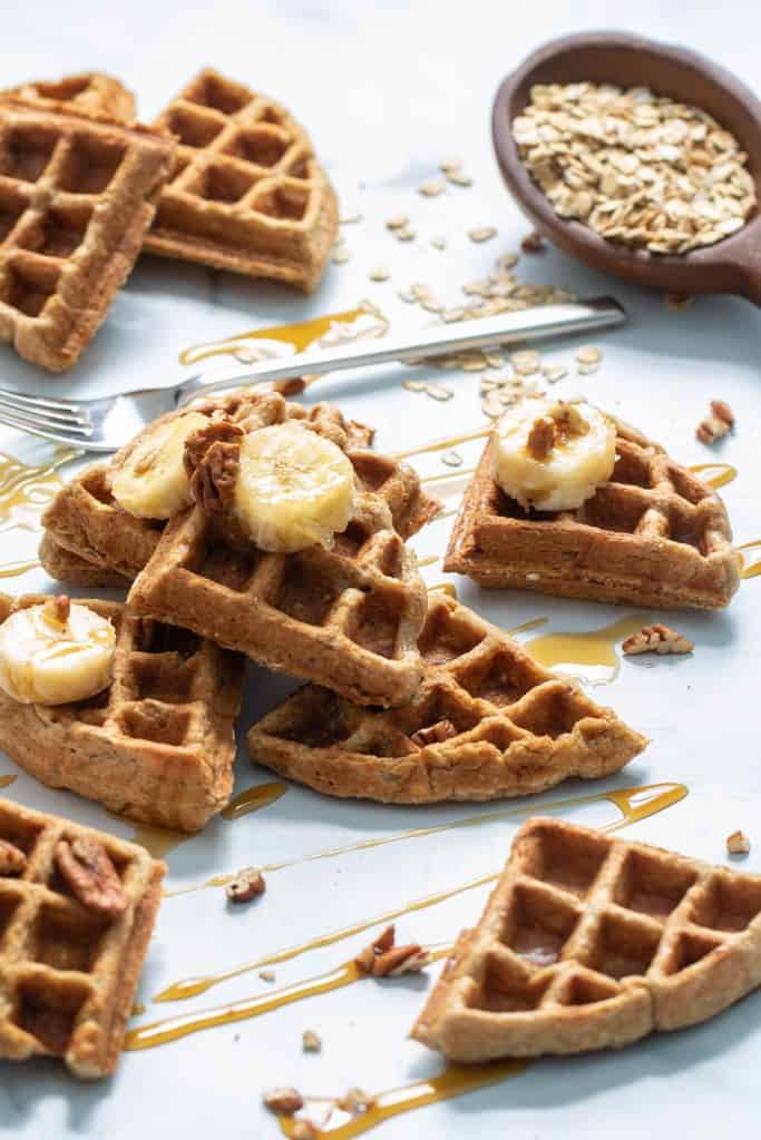 Flourless Vegan Banana Oats Waffles