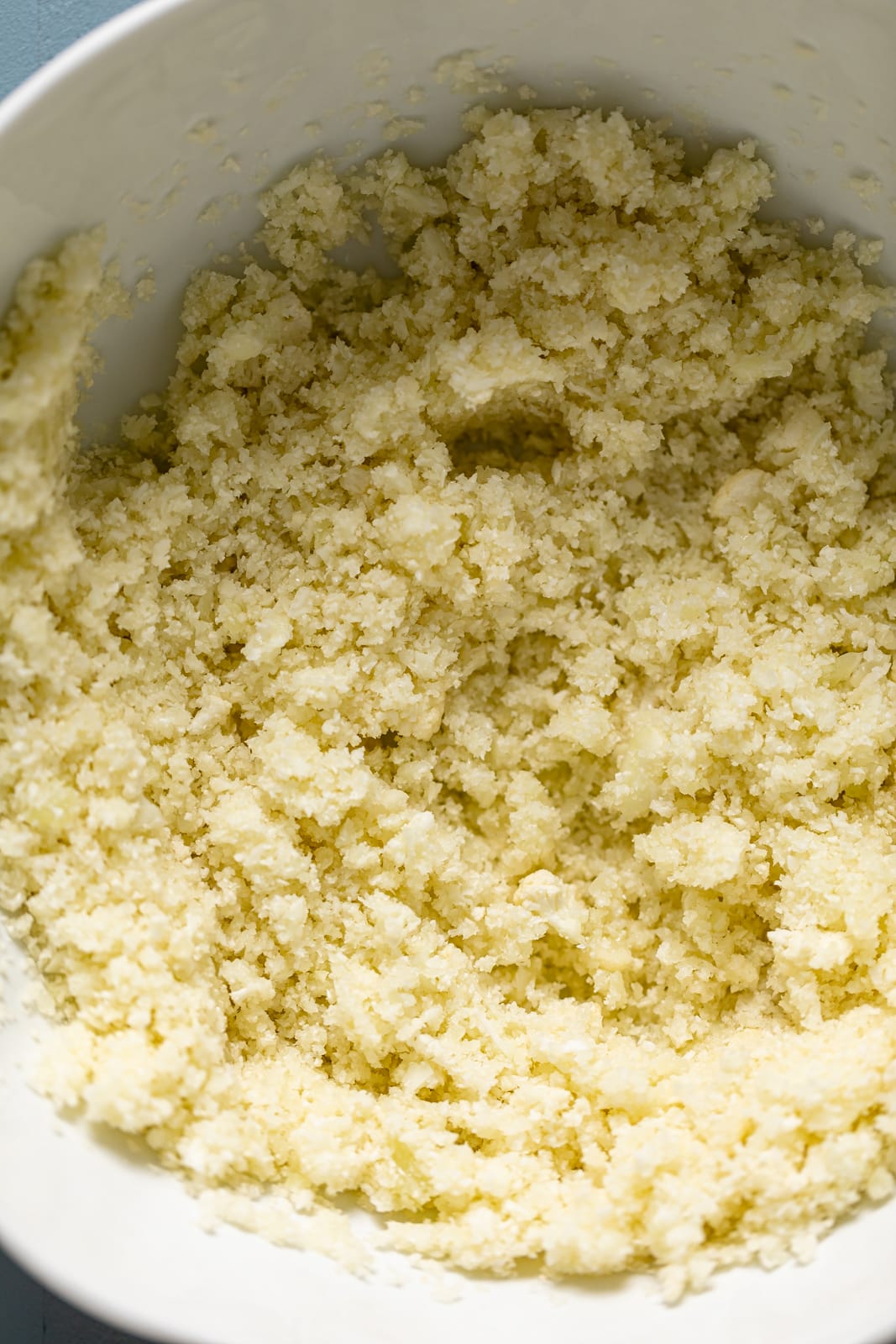 Bowl of Cauliflower Rice, Ready for Weeknight Dinner. 