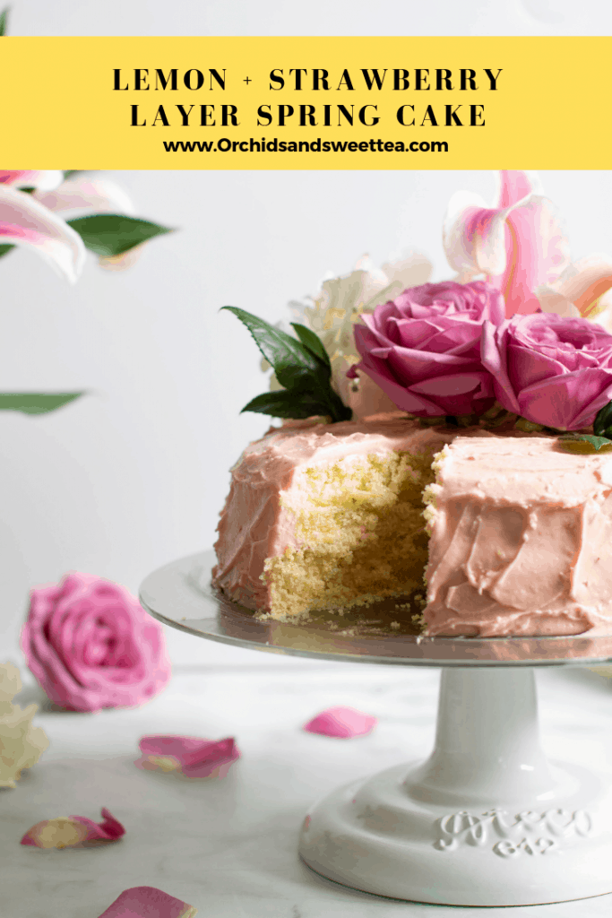 Lemon + Strawberry Layer Spring Cake