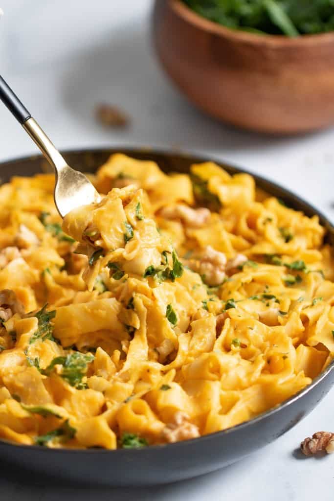 Vegan Sweet Potato Pasta w/ Kale + Spinach