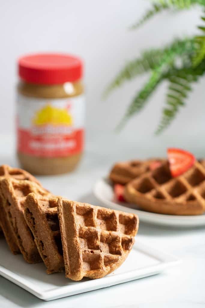 Vegan + GF Banana SunButter Oat Waffles