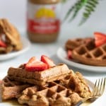 Vegan + GF Banana SunButter Oat Waffles