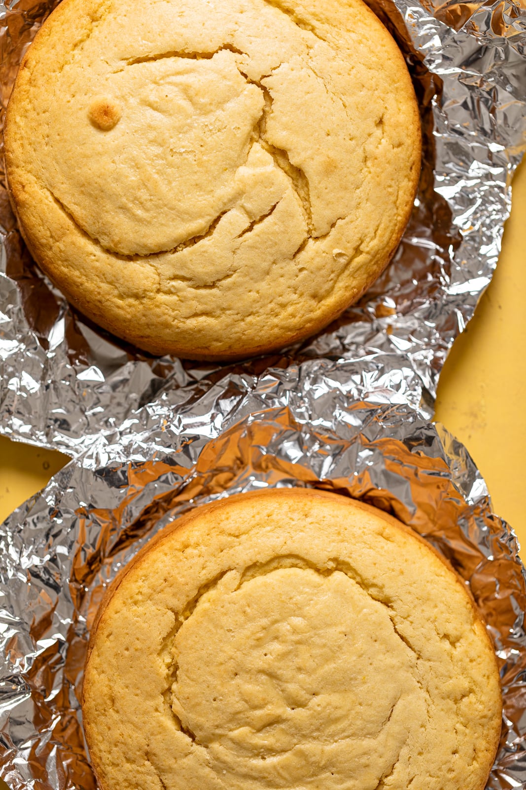 Two round Cakes on aluminum foil