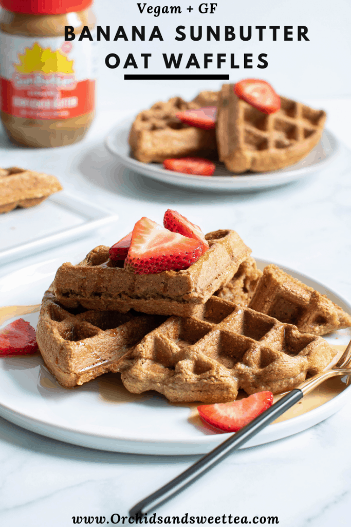 Vegan + GF Banana SunButter Oat Waffles