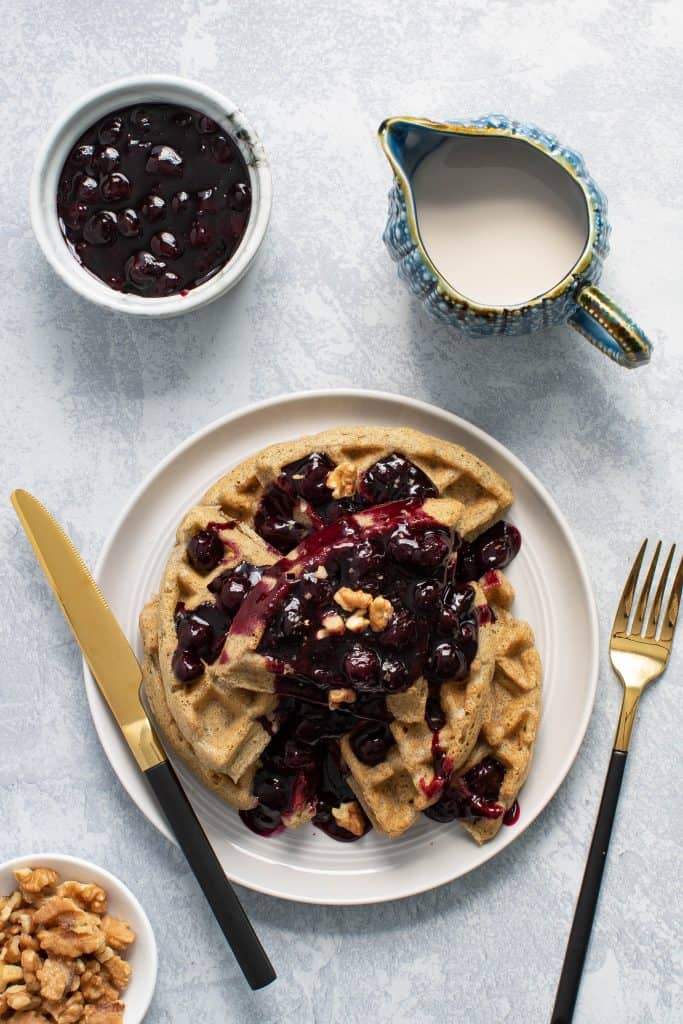 Fluffy Gluten-Free + Vegan Buckwheat Waffles + Blueberry