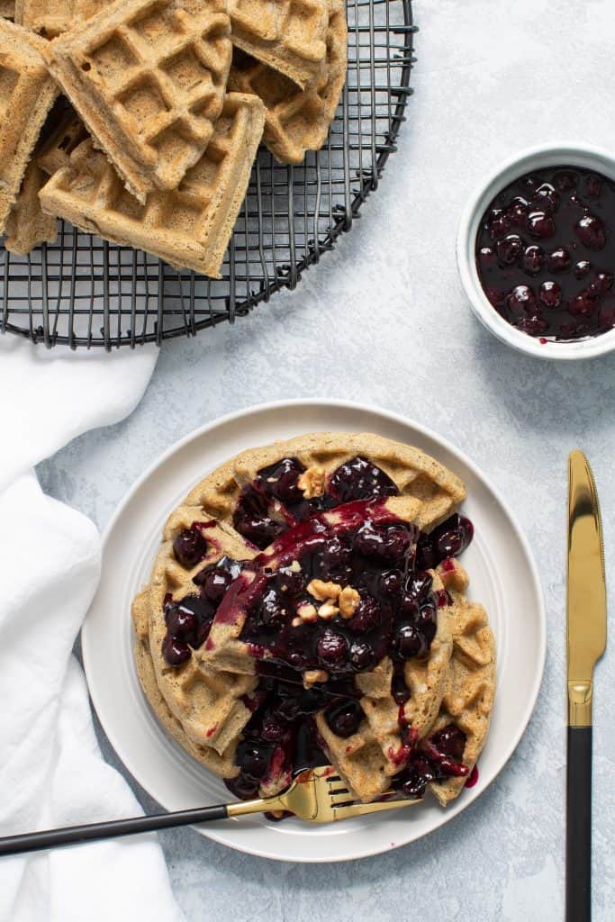 Fluffy Gluten-Free + Vegan Buckwheat Waffles + Blueberry