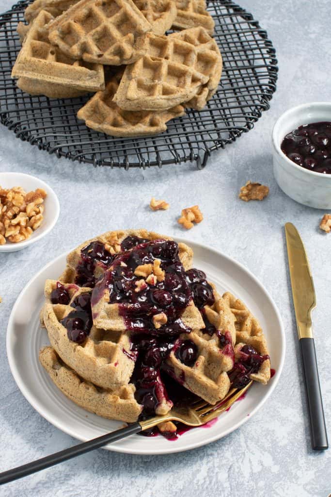 Fluffy Gluten-Free + Vegan Buckwheat Waffles + Blueberry