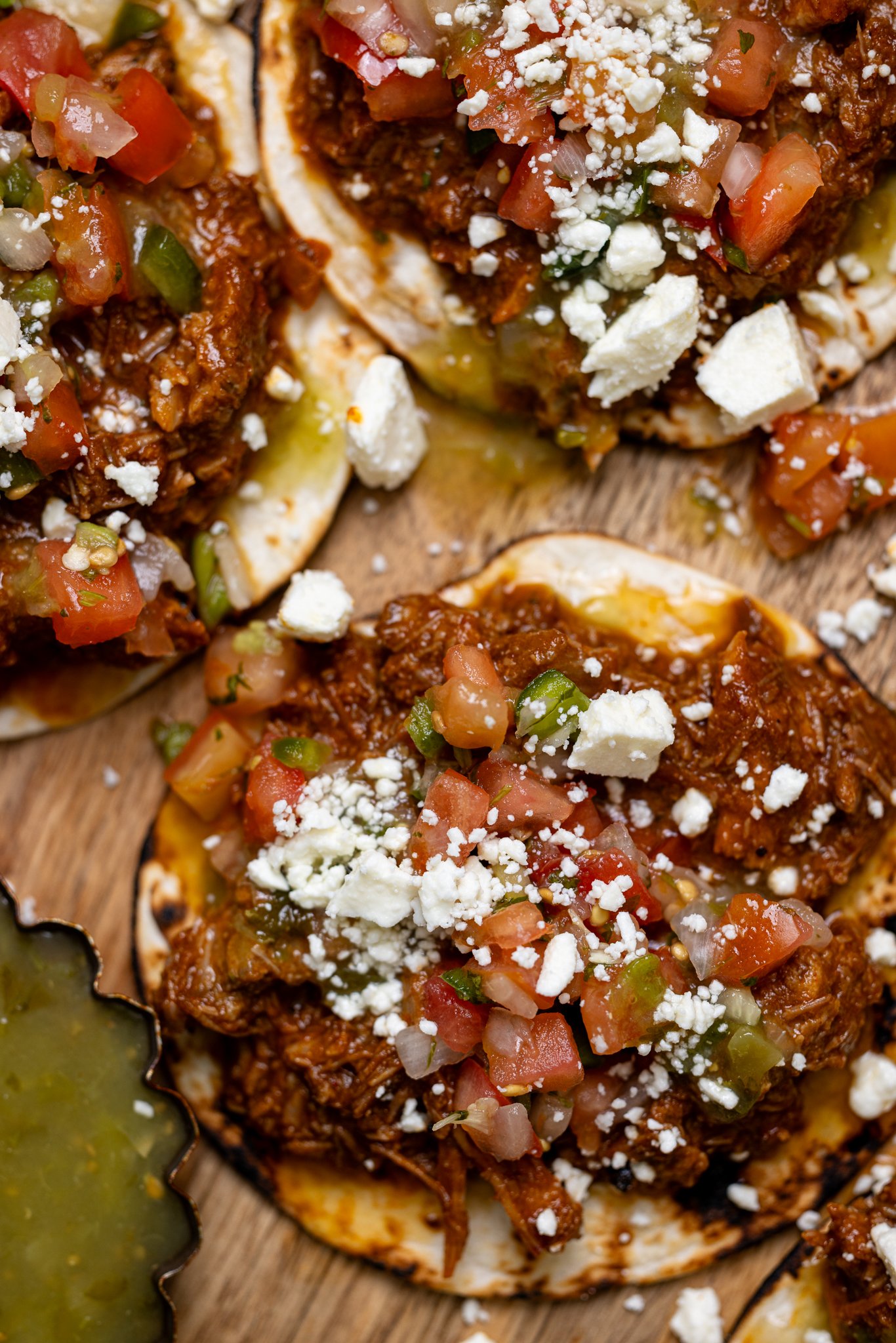 Up close shot of BBQ Braised Rib Street Tacos.