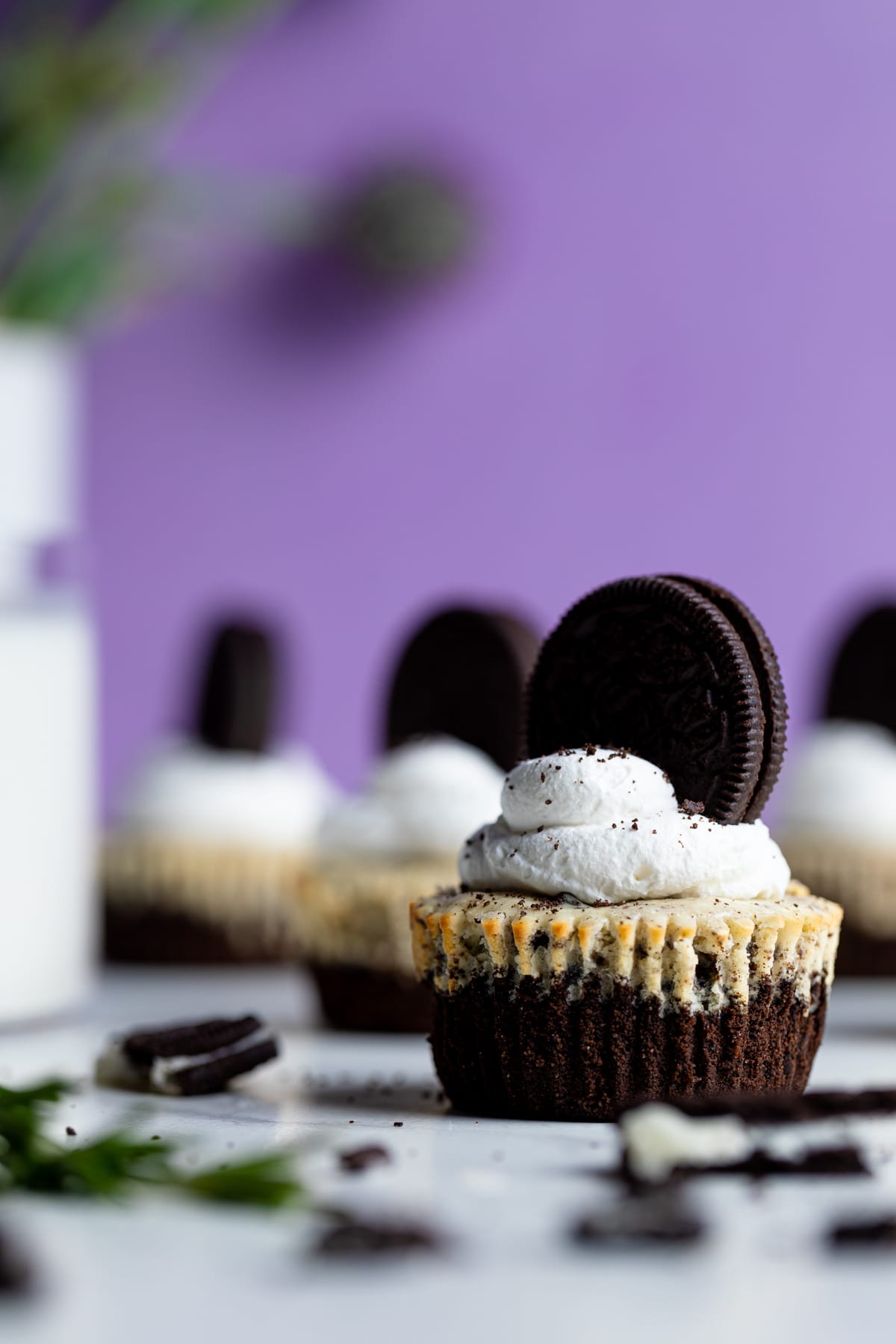 Oreo Cheesecake Bite topped with an Oreo.