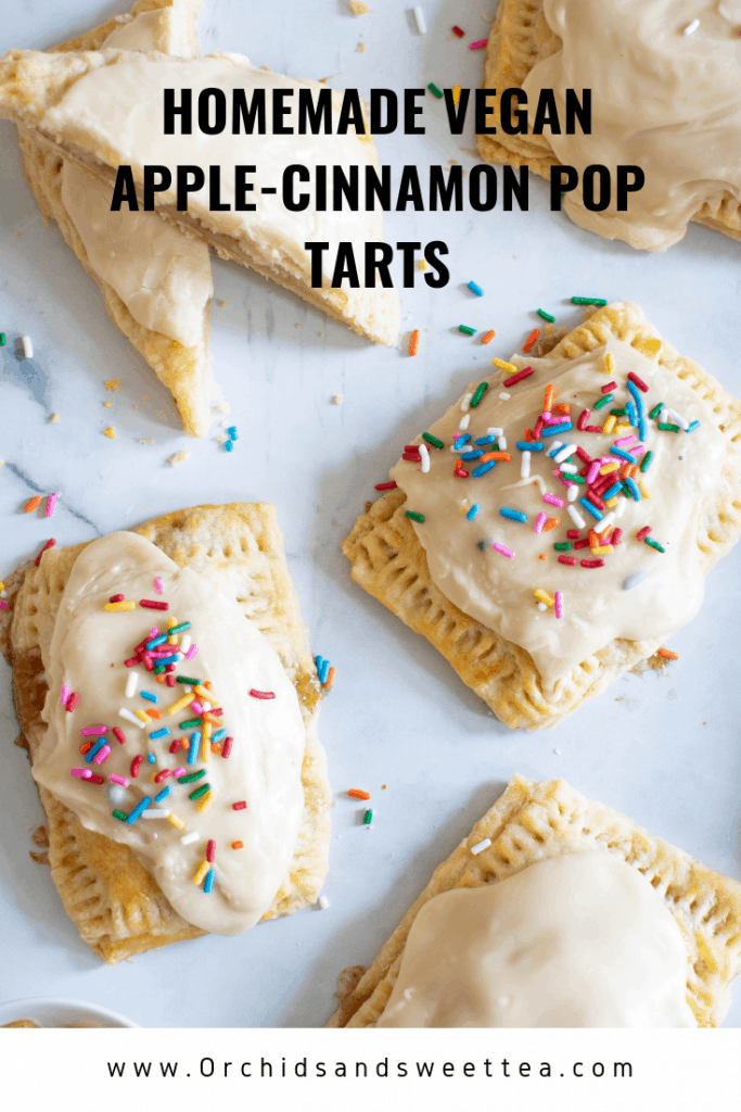 Pop Tarts with text \"Homemade Vegan Apple-Cinnamon Pop Tarts.\"