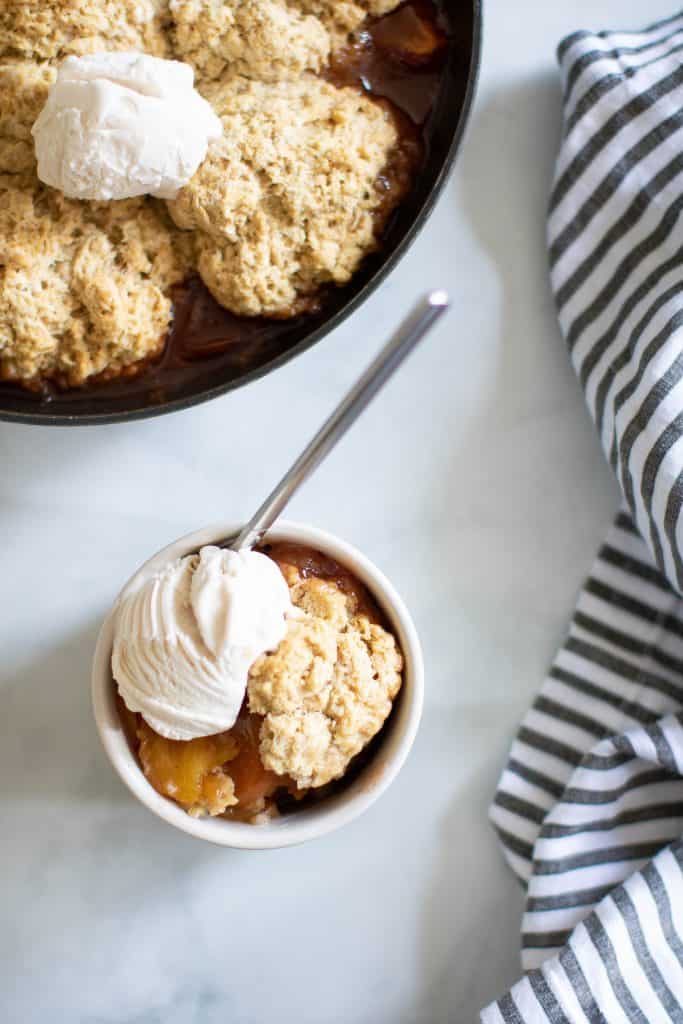Vegan Southern Maple Peach Cobbler