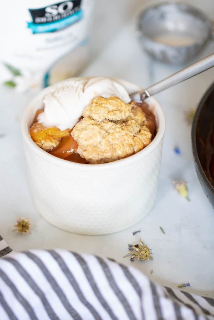 Vegan Southern Maple Peach Cobbler