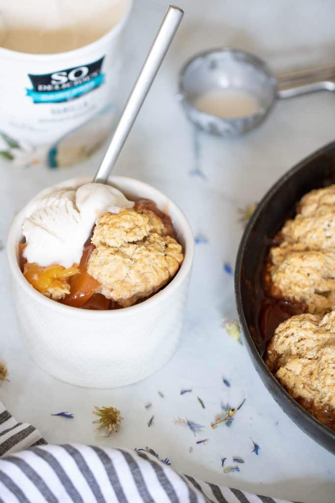 Vegan Southern Maple Peach Cobbler