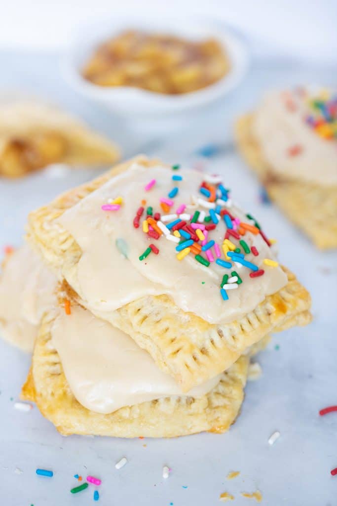 Vegan Apple-Cinnamon Pop Tart topped with sprinkles.