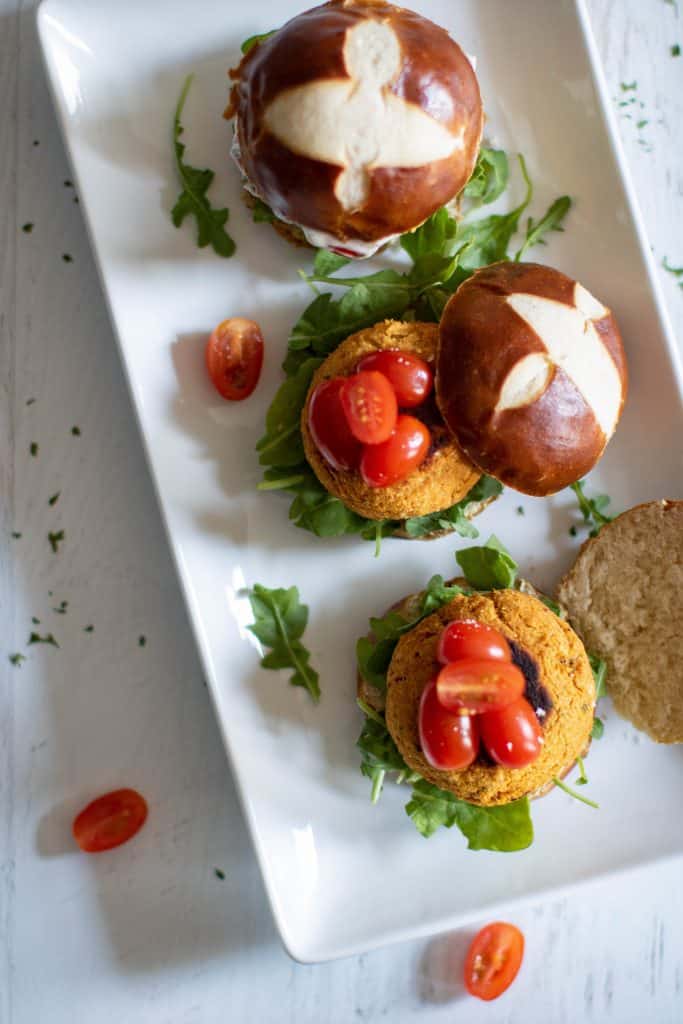 Easy Cauliflower Sweet Potato Sliders + Aioli