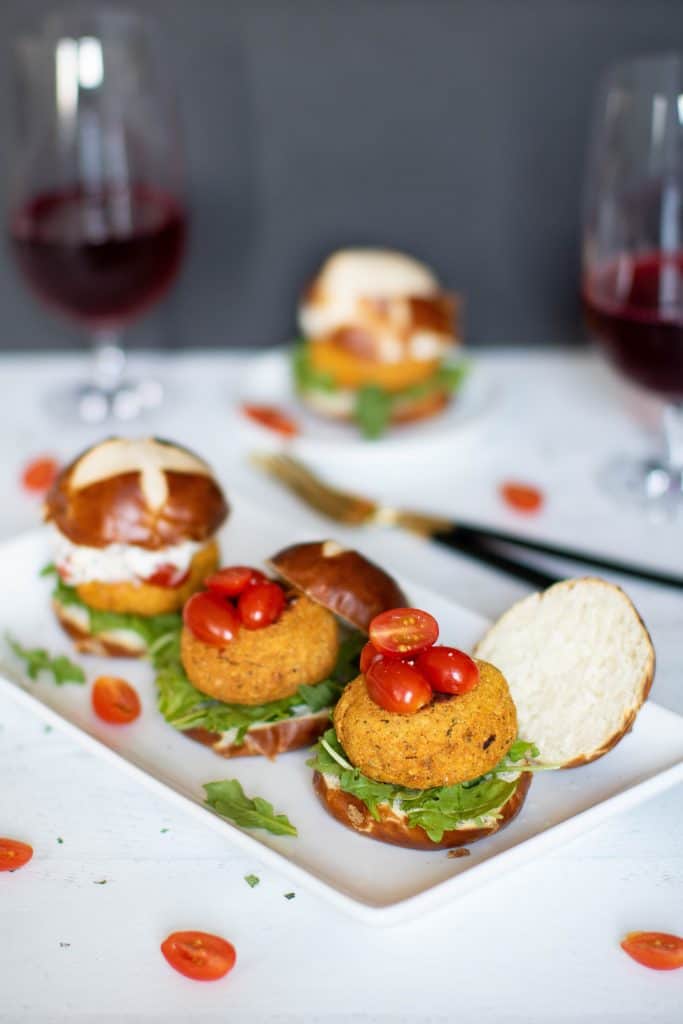 Easy Chickpea Sweet Potato Sliders + Aioli