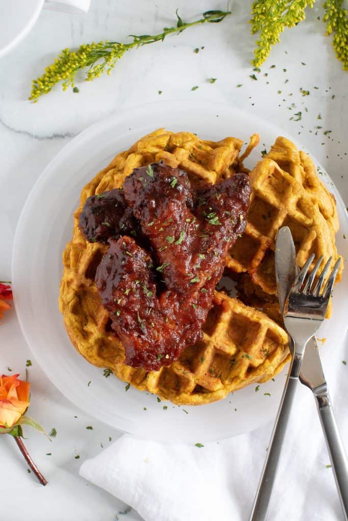 Air Fryer Chicken Wings + Sweet Potato Waffles