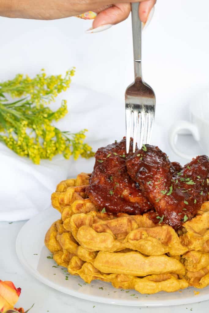 Air Fryer Chicken Wings + Sweet Potato Waffles