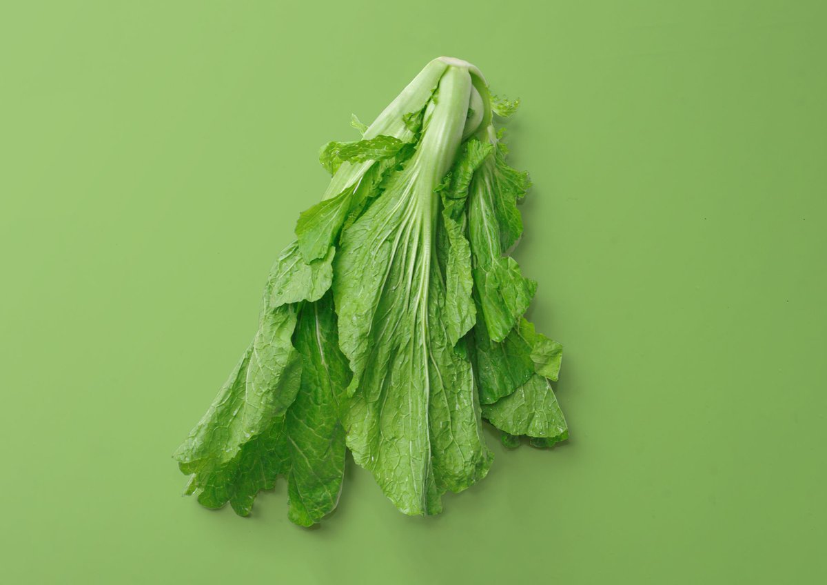 Mustard greens on green background.