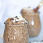 Two glasses of Superfood Overnight Oats: Maca, Cacao, and Chia Seeds