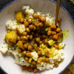Vegan Curry Chickpea Mashed Potato Bowl