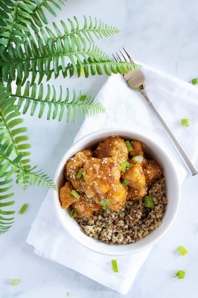Baked Sticky Orange Cauliflower + Quinoa