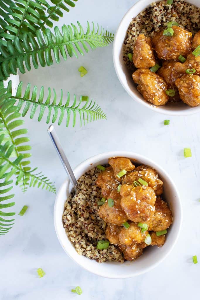 Baked Sticky Orange Cauliflower + Quinoa