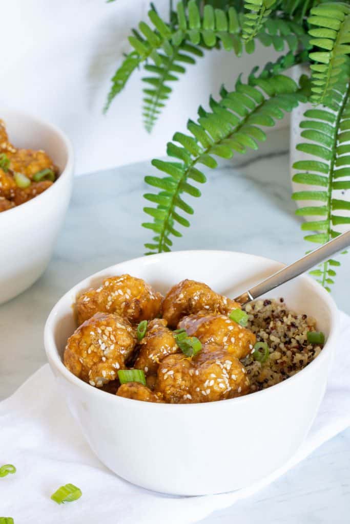 Baked Sticky Orange Cauliflower + Quinoa