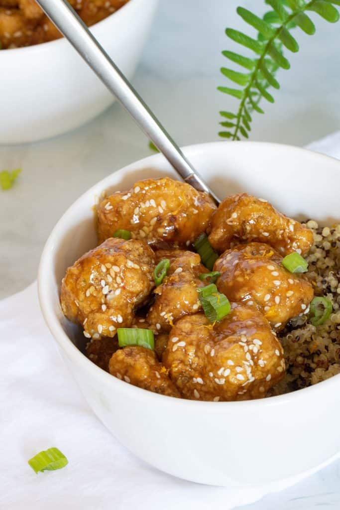 Baked Sticky Orange Cauliflower + Quinoa