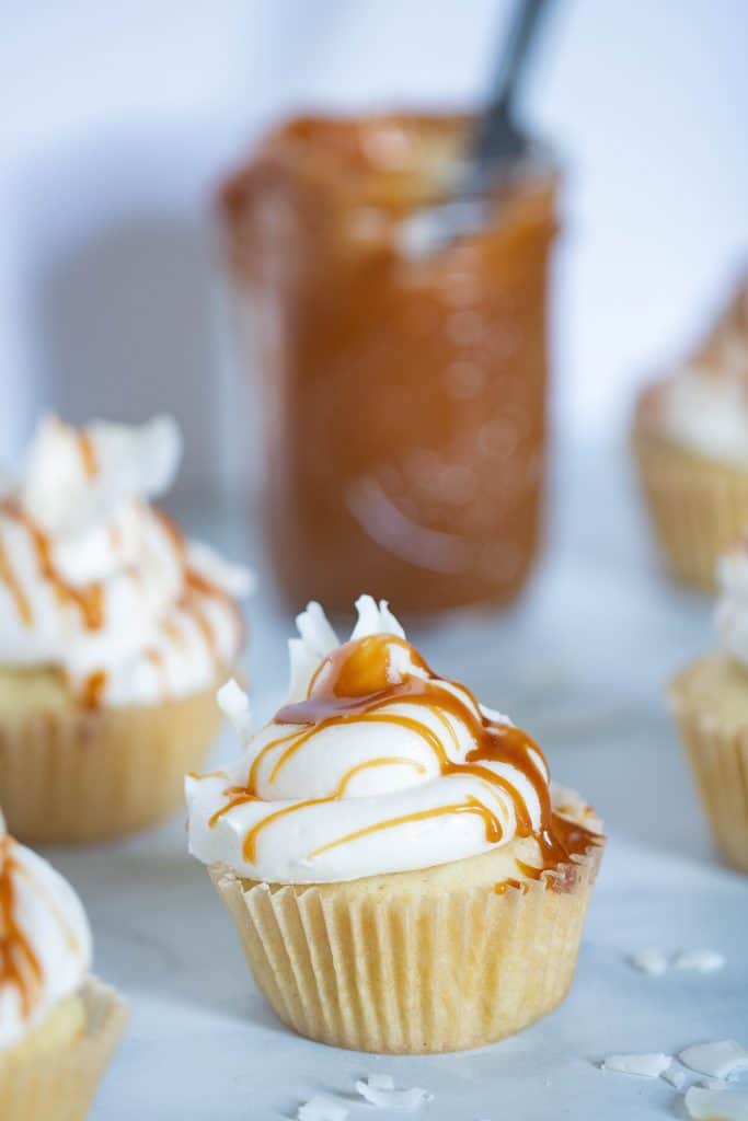 Easy Caramel Coconut Cupcakes